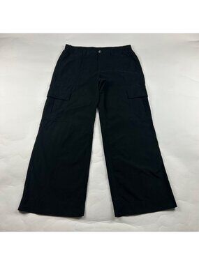 Old Navy Black Poplin Canvas High Rise Wide Leg Cargo Pant M
